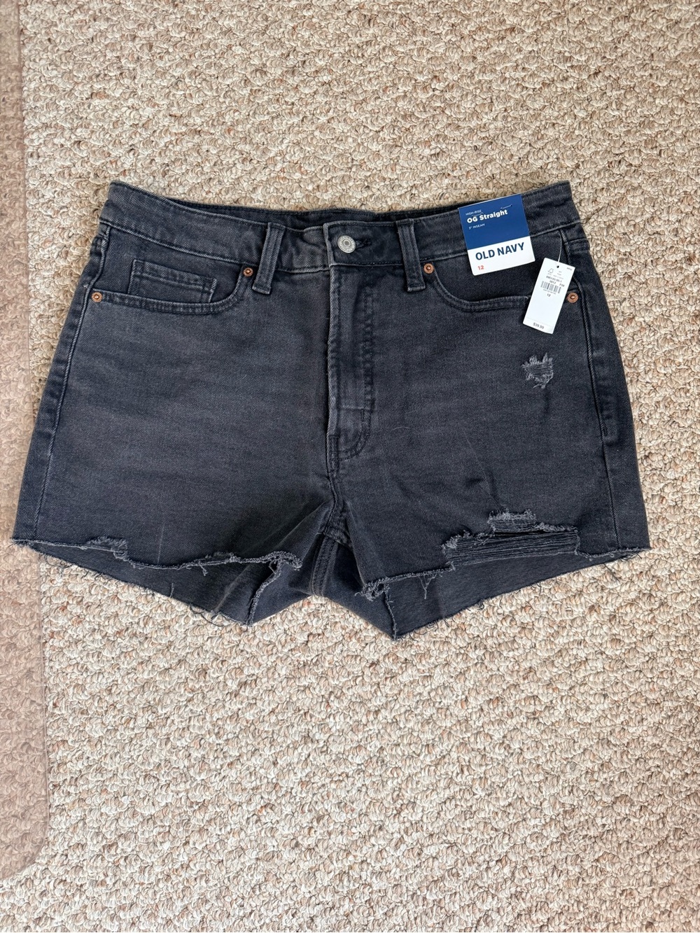 Old Navy Black Distressed Cutoff Jean Shorts - High Rise 3” Inseam